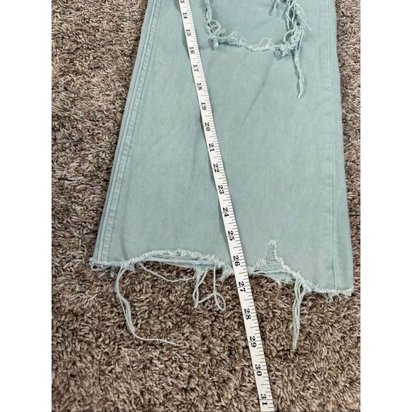 Vervet 90's Vintage Loose Fit Crop Flare Distressed Teal Green Wash Jean Size 30 - Picture 7 of 13